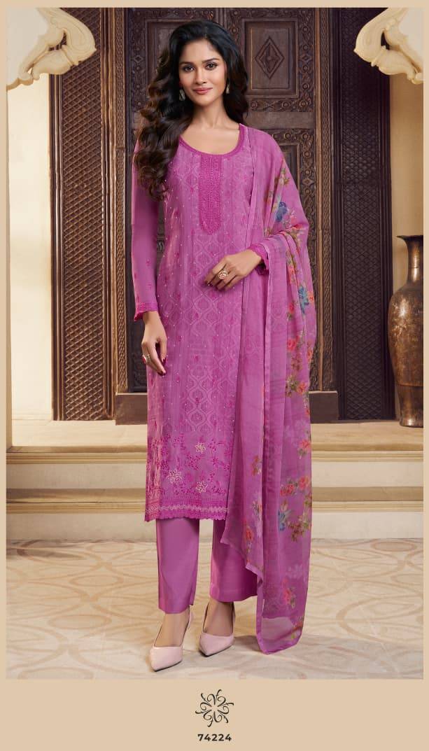SILKINA-ROYAL CREPE 48 by  VINAY FASHION 74221 to 74228 series Pakistani Suits Colorful casual Wear Digital printed Dresses At Wholesale